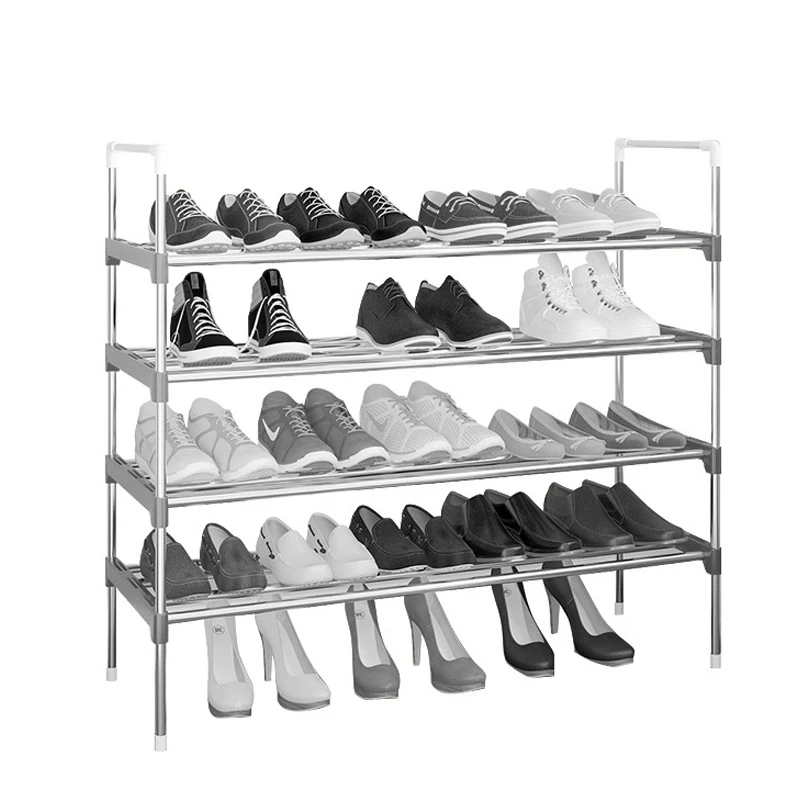 Simple Shoe Rack Stainless Steel Door Shoes Storage Removable 4 5 6 Tiers Shelf Furniture Large Space Saving Shoe Organizer