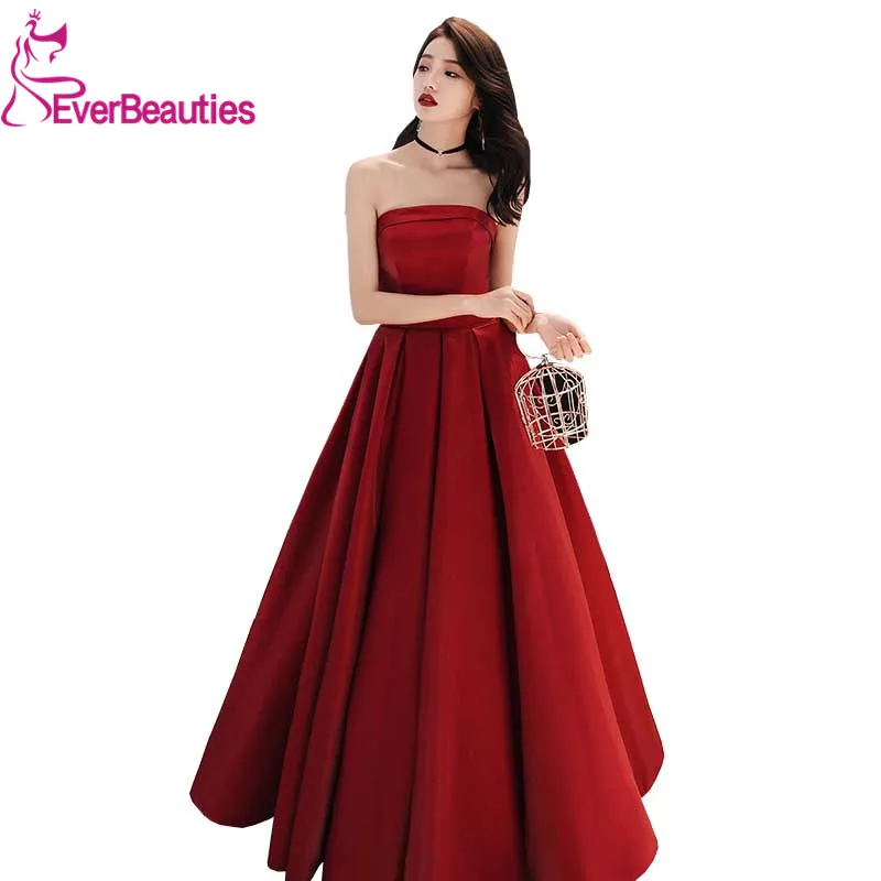 Sexy Strapless Evening Dresses Long Satin Party Gowns Robe De Soiree Sexy Formal Dresses Evening Abendkleider Sexy Strapless Evening Dresses Long Satin Party Gowns Robe De Soiree Sexy Formal Dresses Evening Abendkleider
