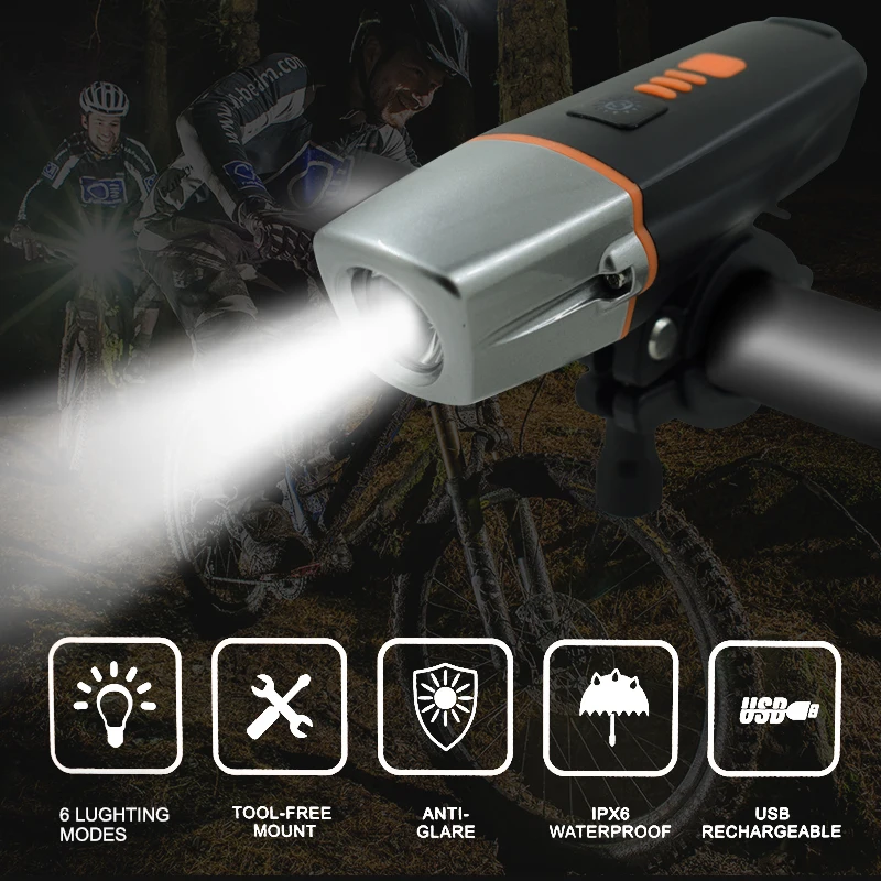 WasaFire USB Перезаряжаемый велосипедный передний светильник фонарь светодиодный головной светильник интеллектуальное зондирование Авто старт/стоп велосипедные фары