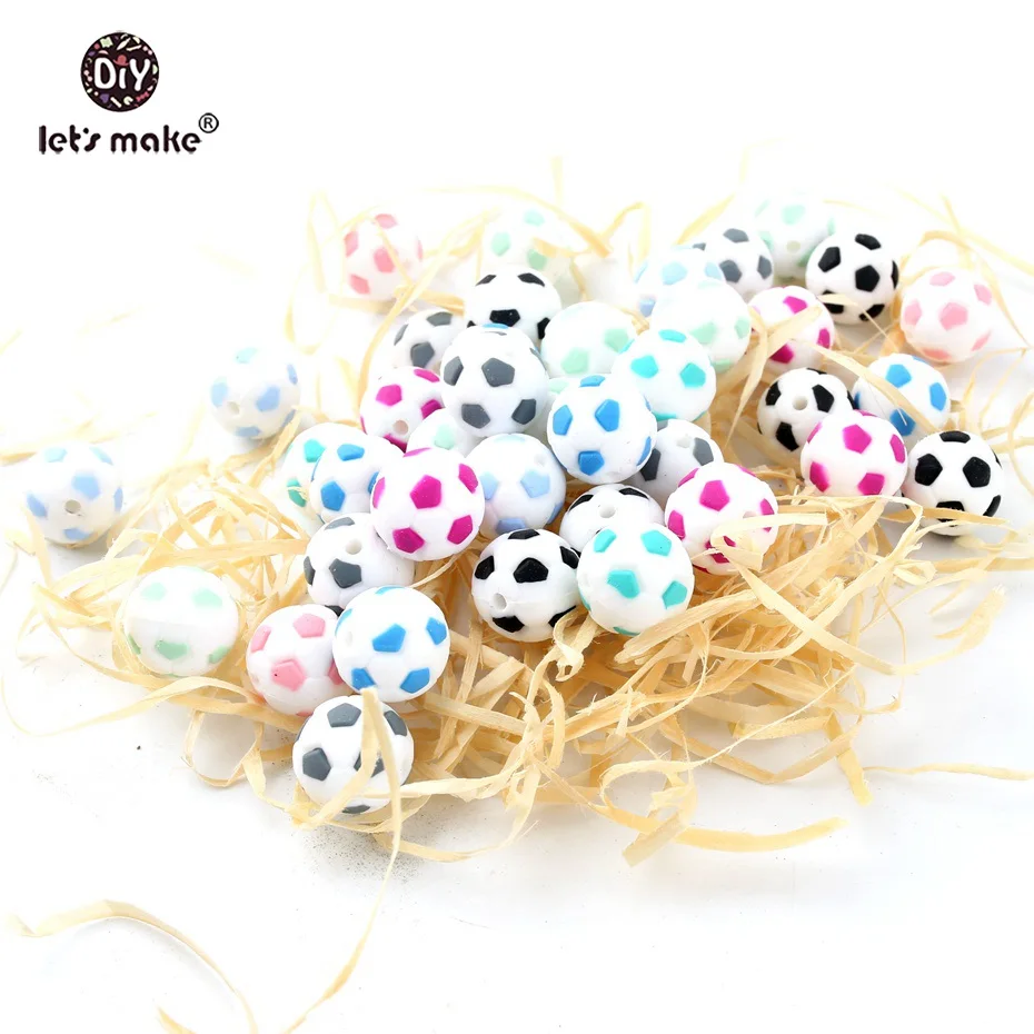 Let's Make Silicone Football 20PC BPA Free Silicone Teether Chewing Beads DIY Crafts Accessories Nursing Pendant