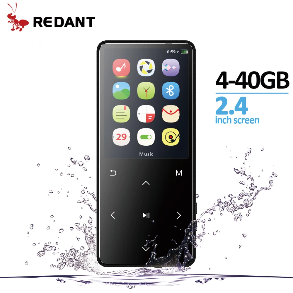 

REDANT MP3 Player with Earphone and Speakers walkman MP3 Speaker 2.4 inch Screen touch keys E-book FM Radio Video MP 3 player