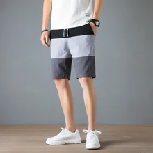 Новые летние мужские хлопчатобумажные шорты на шнурке контрастного цвета Праздничная скамейка одежда больших размеров мужские шорты в повседневном стиле