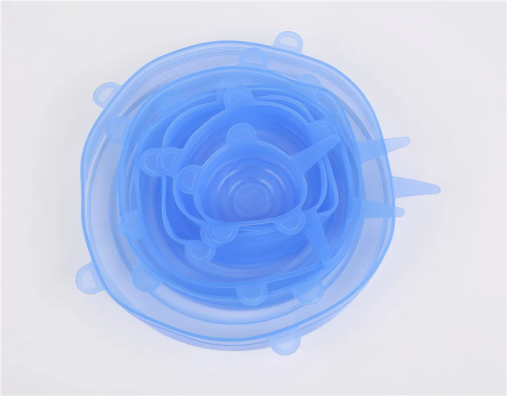 Многоразовый 6 шт Универсальный силиконовый стрейч-чехол для губ для кастрюли кухонного силикона saran пищевая обертка-чаша крышка для кастрюли-силиконовый чехол инструмент - Цвет: Blue