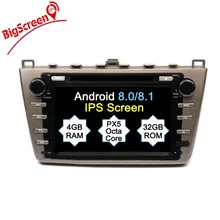 Bigscreen 2 din Android 8,0 Автомобильный gps радио для Mazda 6 Atenza 2008-2012 воспроизводитель мультимедиа con 8 ядерный 4 Гб Ram+ 32 ГБ Rom