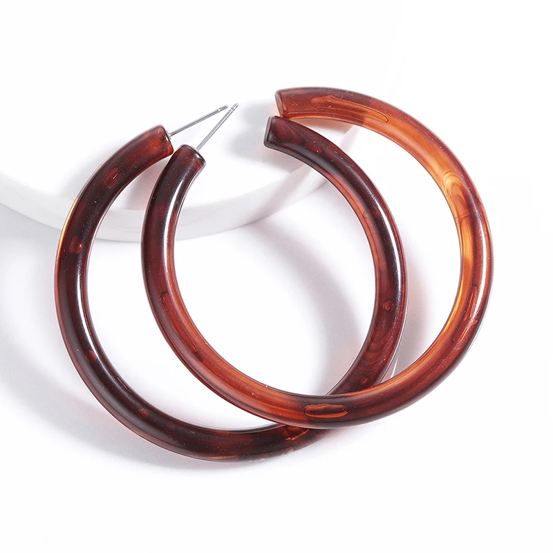 New Fashion Acrylic Earring Big Hoops Gift For Women Geometry Large Open Round Acetate Hoop
