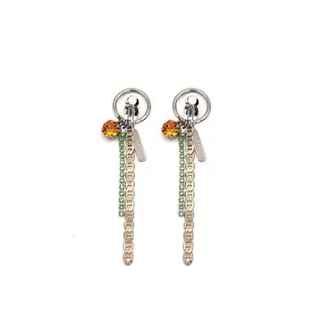 

19 Spring and Summer New Just Earrings Metallic Gold-plated Colored Crystal Simple European and American Wind Earrings