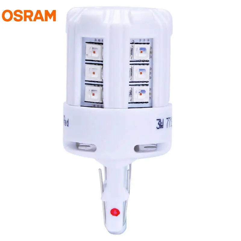 OSRAM СВЕТОДИОДНЫЙ T20 7715R 12 В 3/0. 5 Вт W21/5 Вт Красный светодиодный riving стандартный автомобильный Боковой габаритный фонарь поворотные сигнальные лампы внутренний светильник пара 2000 h