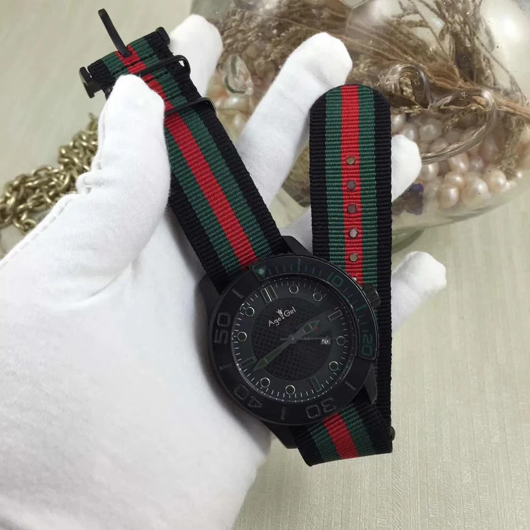 

Luxury Brand New Men Watches Coupe Quartz G Timeless Nylon Strap Black Silver White Dial Canvas Sports Watch Red Green belt AAA+