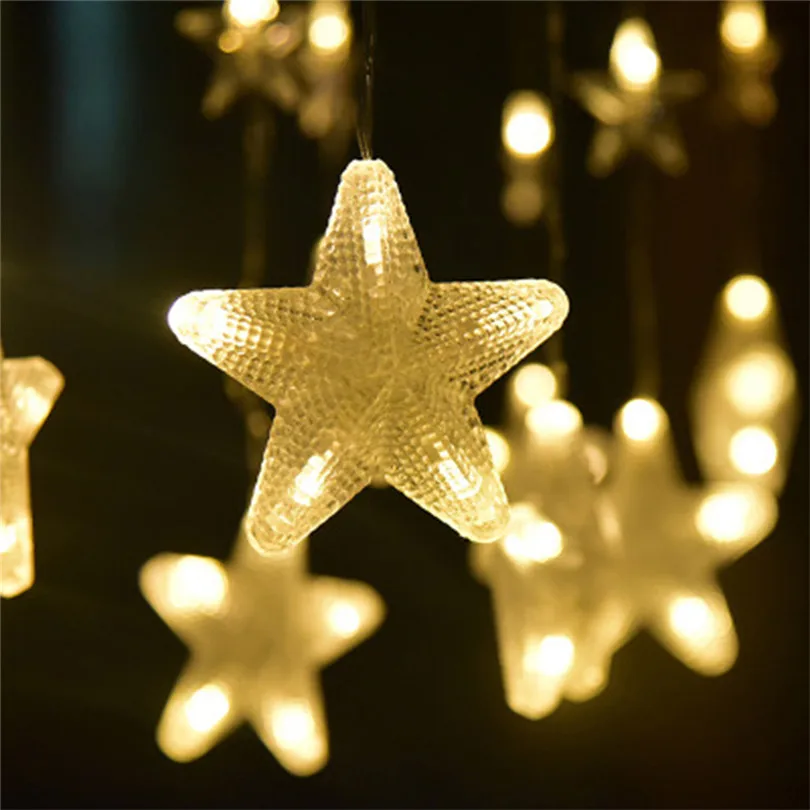 Christmas Garland Lights Fairy Lights 40 Stars Light String Window Christmas String Lights Plug Luces De Navidad 35NE726