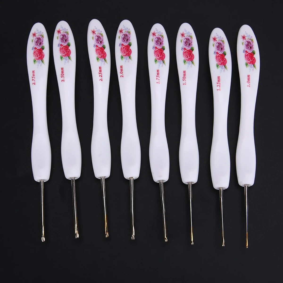 JX-LCLYL 8pcs New Soft Handle Flower Aluminium Crochet Hook Knitting Needles Set 1~2.75mm