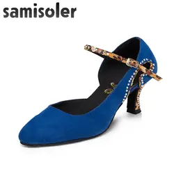 Samisoler черный/B новая ткань Collocation блестящие ленты Бальные модные танцевальные женские латинские танцевальные туфли