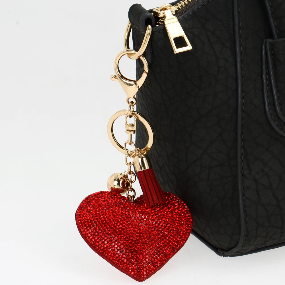 Pendant Romantic Leather Keychain Love Heart Bag Keychain Girls Lovely