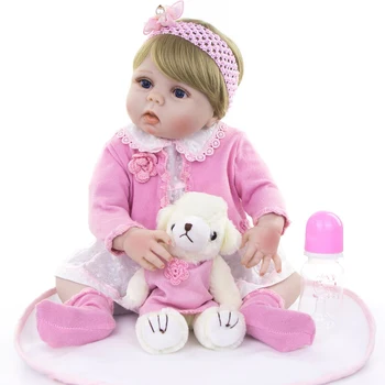 

Bebes Reborn blond wig full silicone body reborn baby girl doll 23" 57cm children gift Boutique rebon dolls