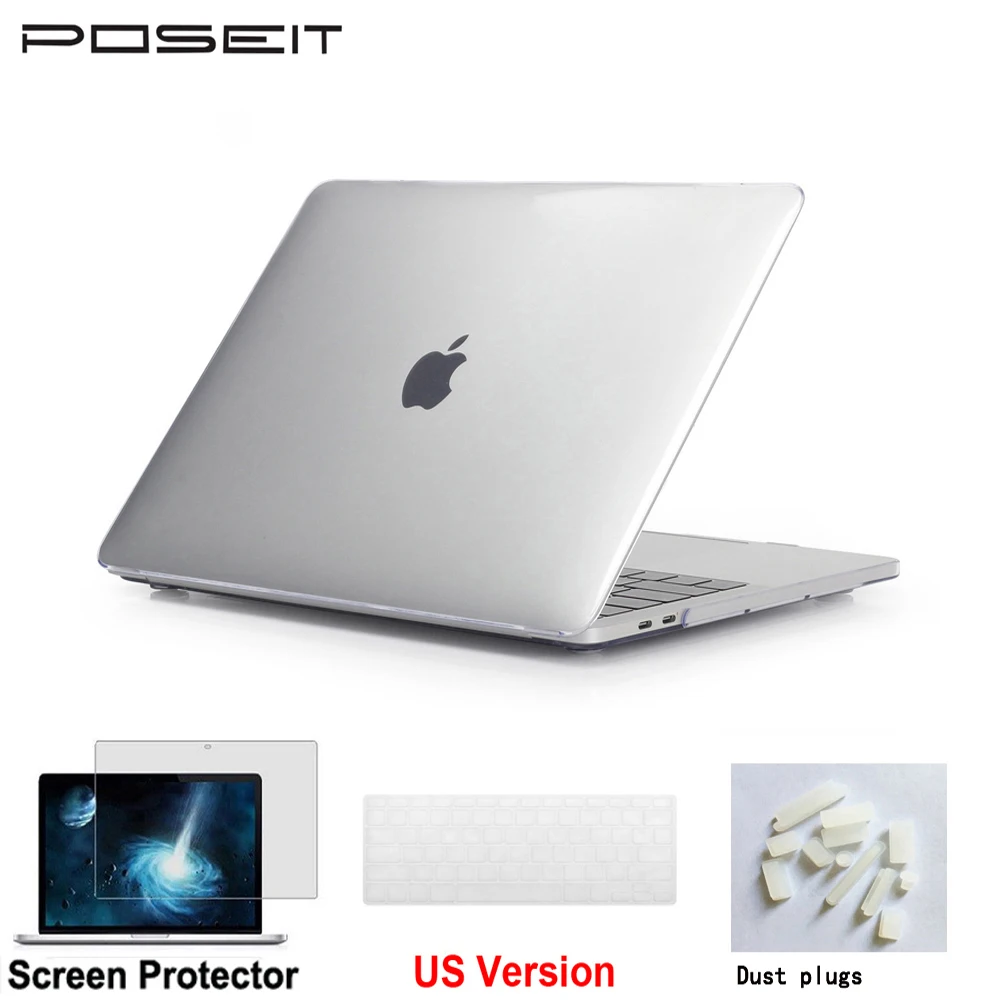 Crystal clear чехол для ноутбука Apple, MacBook Pro 13 дюймов с Touch Bar a1706/1708 Пластик футляр+ крышка клавиатуры