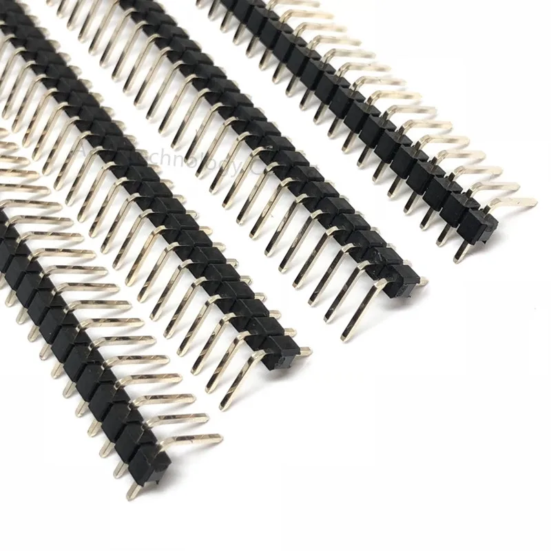 Free Shipping 10pcs lot Pin Header 2.54mm Right Angle Pin Connector Single Row Male 2.54 Breakable Pin Header Gold-plated 40 Pin 1X40Pin