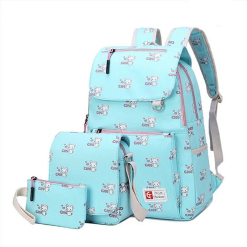 

Fashion Composite Bag Backpack Women Cute 3 Sets School bags Backpacks For Teenage Bags Letter Sac A Dos
