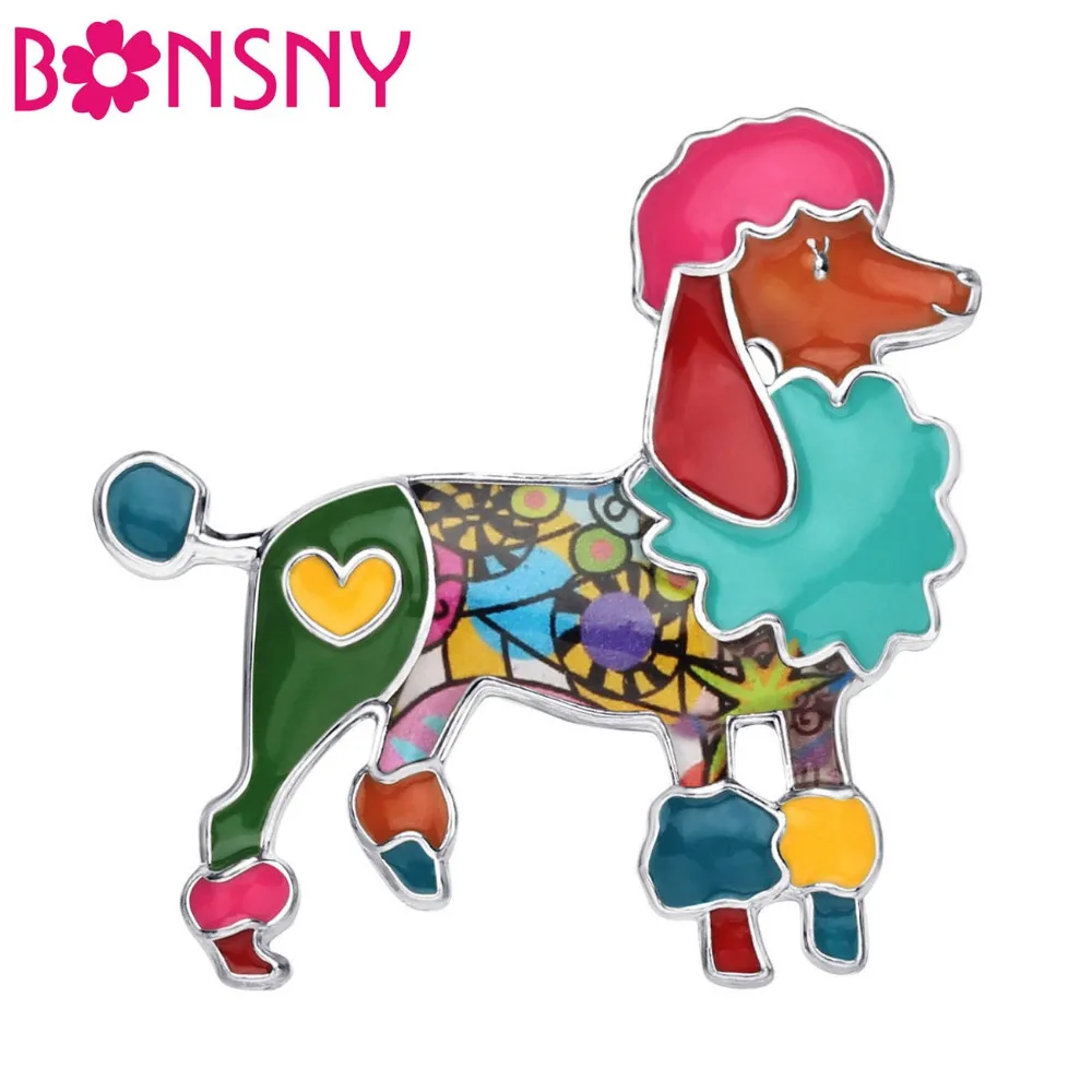 

Bonsny Enamel Alloy Floral Poodle Dog Brooches Clothes Scarf Cute Animal Pets Decoration Jewelry Pin Gift For Women Girls Teens