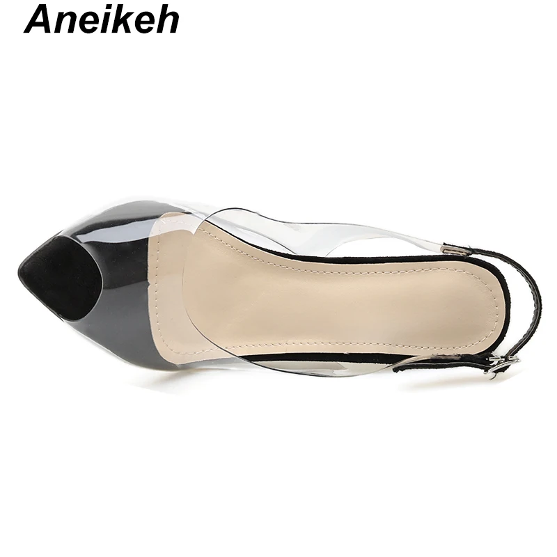 Aneikeh/ г. босоножки на высоком каблуке с ремешком на пятке Летняя женская обувь вечерние туфли с открытым носком сандалии с пряжкой на лодыжке туфли-лодочки размер 42