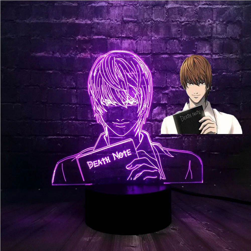 Японский комикс рисунок смерти Lawliet 3D RGB LED сенсор ночник 7 цветов USB украшение для
