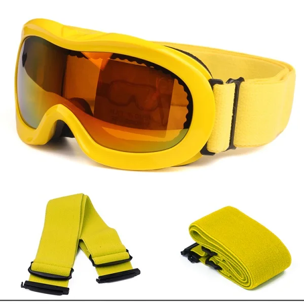 Детские лыжные очки с радужным покрытием, анти-всплеск противотуманные сферические для мальчиков и девочек сноуборд очки, Детские лыжные Солнцезащитные очки - Цвет: yellow