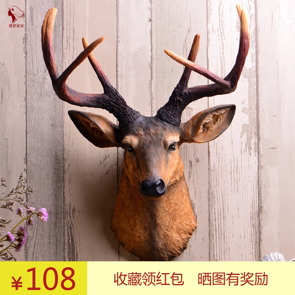 

head Arts Crafts [European] special offer every day simulation deer hanging mural decoration creative American living room wall