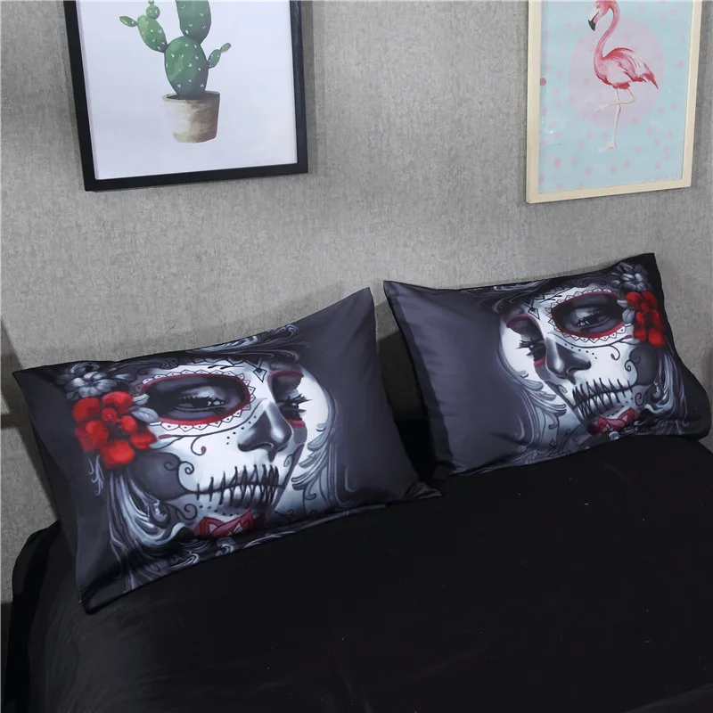 Bonenjoy crânio preto conjunto de cama estilo