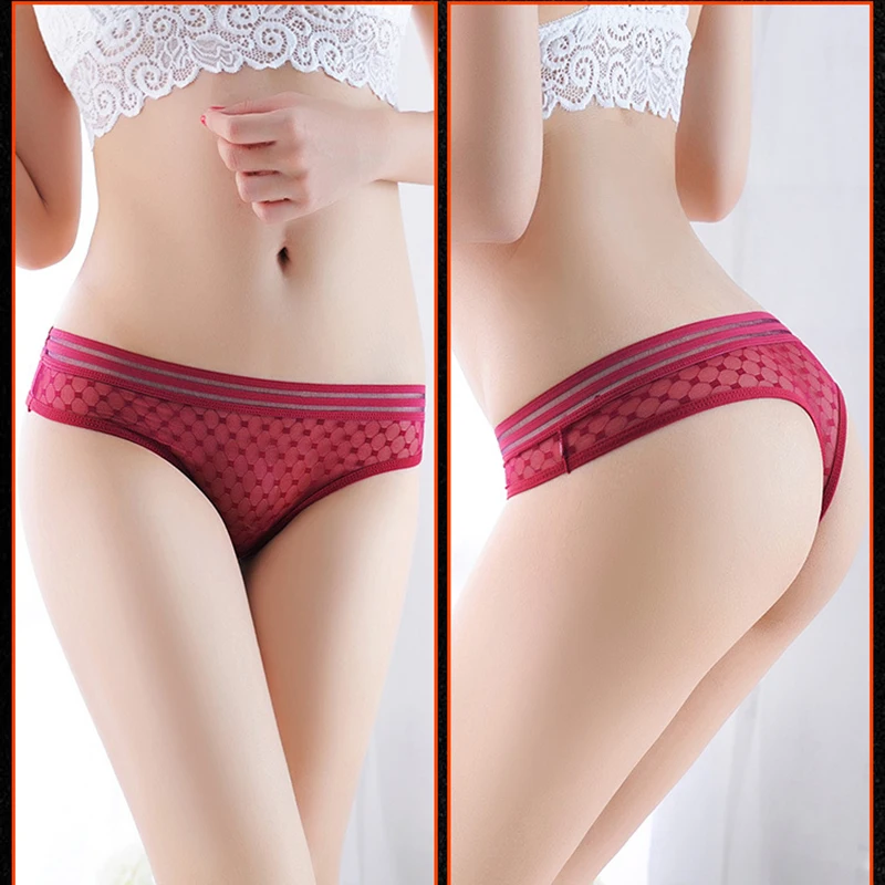 

Sexy Ice Silk Thong Panties Mesh Seamless G String Plus Size Panties Women Low-Rise Femme Thongs Underwear Women Lingerie Hot