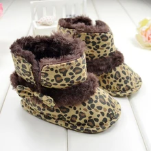 С леопардовым принтом, зимняя теплая обувь детская обувь для девочек и мальчиков, зимние ботинки с нескользящей подошвой; обувь на плоской подошве обувь для младенцев