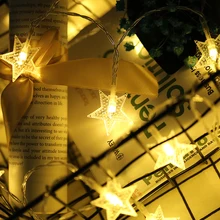 1/2 м светодиодный гирлянда со звездами, светодиодный Сказочный светильник, Рождественские Свадебные украшения, огни, батарея, работает, мерцающие огни