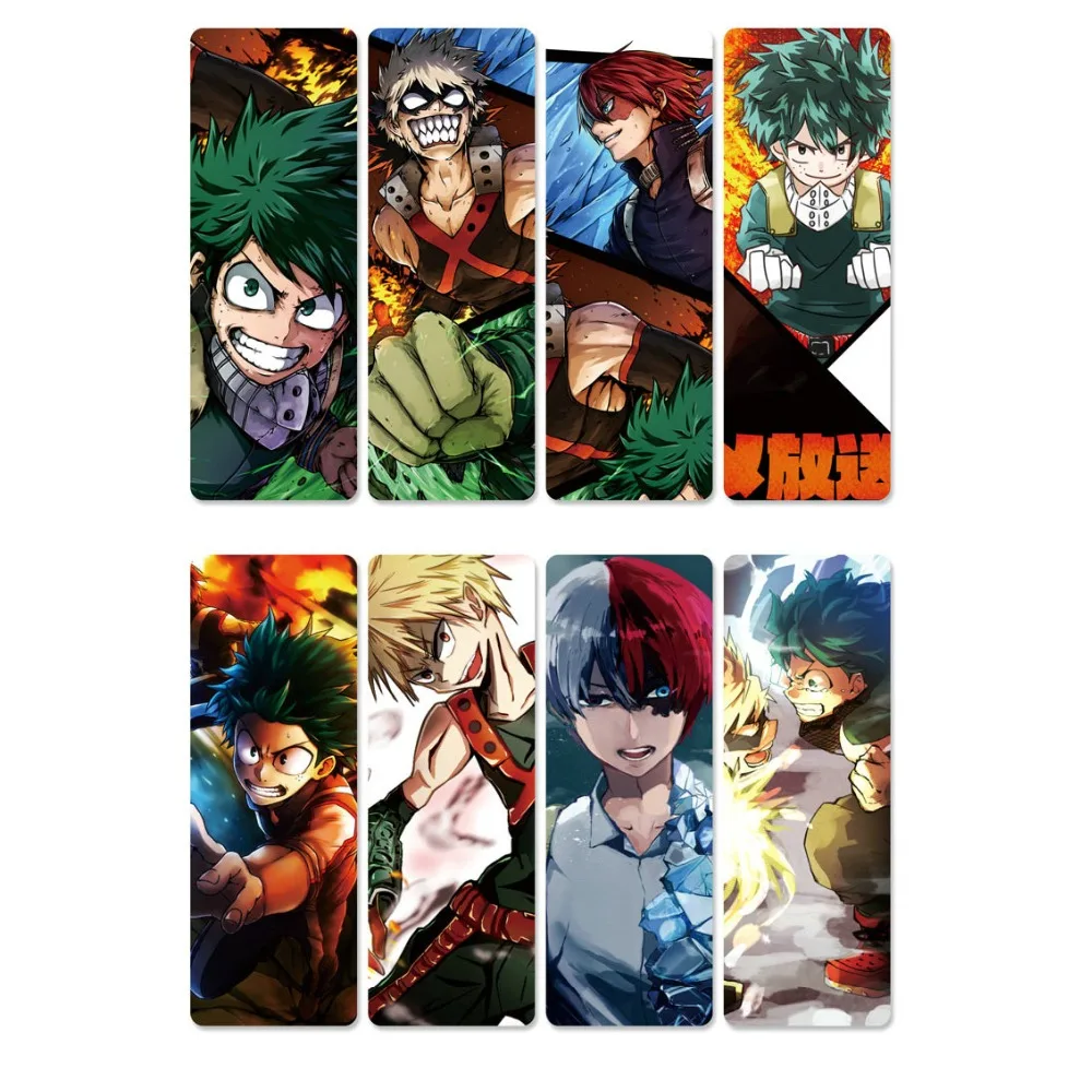 8 шт. My Hero Academy аниме закладки для книг водонепроницаемый прозрачный ПВХ