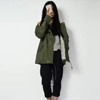

Fashion 3 colors zipper lace lining gauze spring jacket women wind coat slim autumn hooded coats 2016 free shipping