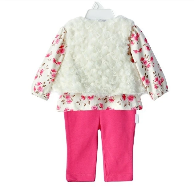 Комплект одежды из 3 предметов для маленьких девочек, футболка принцессы для маленьких девочек, флисовый жилет, леггинсы, штаны, милые комплекты на весну-осень