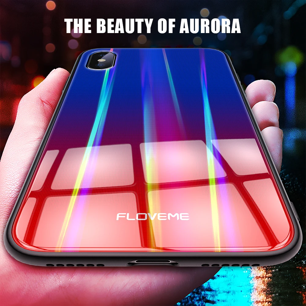 Роскошный чехол для телефона iPhone X 10 силиконовый градиент Красочные закаленное