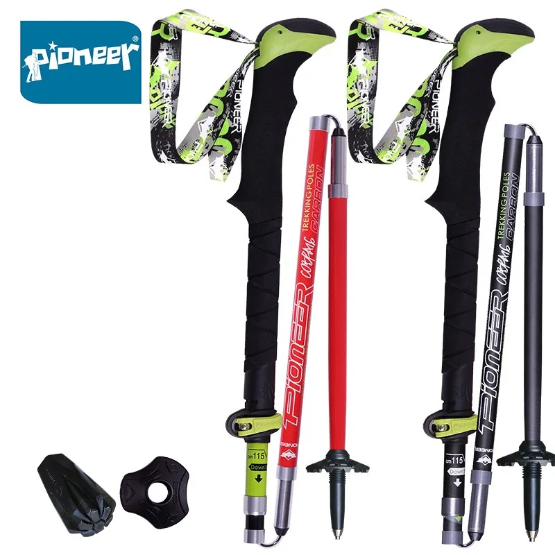 

1 Piece Pioneer 100% Carbon Fiber Trekking Pole Ultralight Folding Collapsible Trail Running Walking Stick for Outdoor Camping