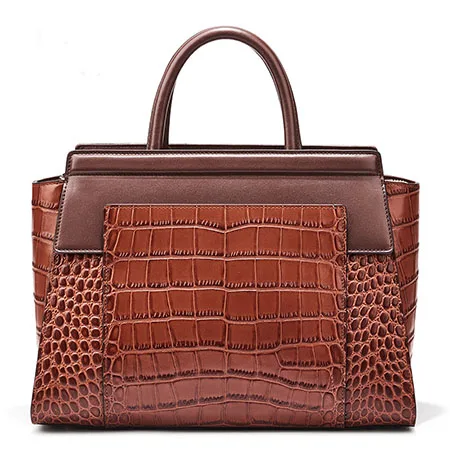 Роскошные коричневые сумки из коровьей кожи, женские сумки-тоут от бренда Qiwang, настоящие сумки из крокодиловой кожи для женщин, модная сумочка, сумка на плечо - Цвет: QW5226