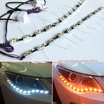 

Universal S8 led flexible DRL daytime running light white+ amber flexible dual color DRL free shipping