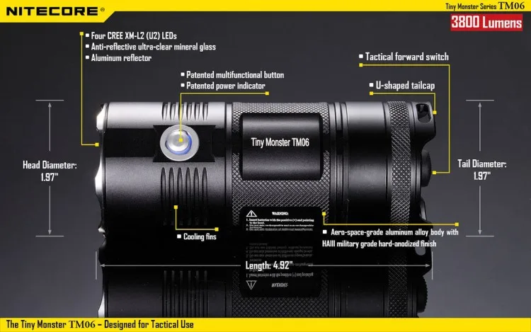 Torch 3800 Lumen Lanterna Subaquática 18650 com Coldre