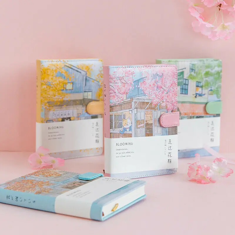 

Magnetic Buckle Romantic Cherry Notepad Illustration Diary Book Account Notebook