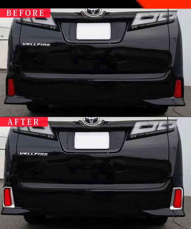 ABS Chrome Exterior Rear Tail Light Fog Lamp Decorative Trims Protector 2Pcs For Toyota Alphard AH30 Vellfire