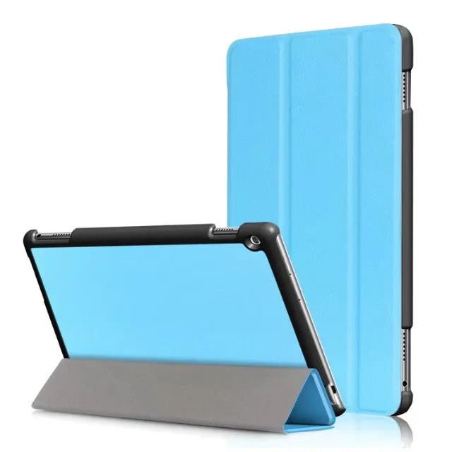 M3 lite 10 чехол для huawei MediaPad M3 Lite 10 чехол из искусственной кожи три раза подставка планшет ноутбук защита Funda сумка - Цвет: sky blue-ka si te