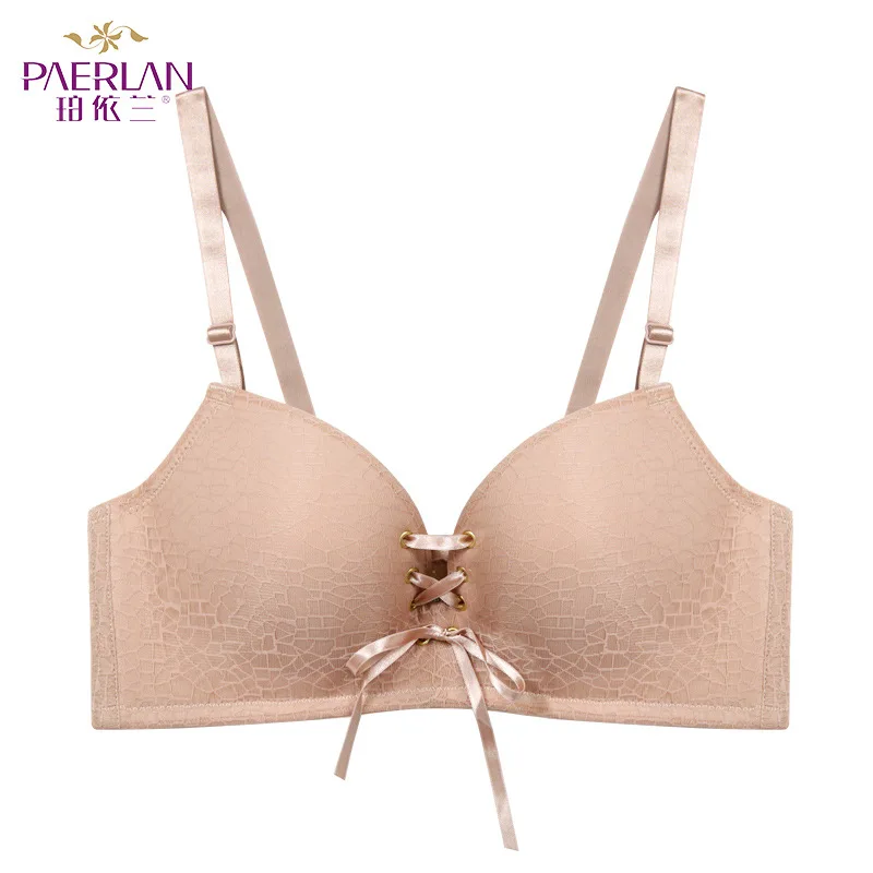 

PAERLAN Sexy satin invisible tumbling bra female deep v open back bra push high seamless bra underwear