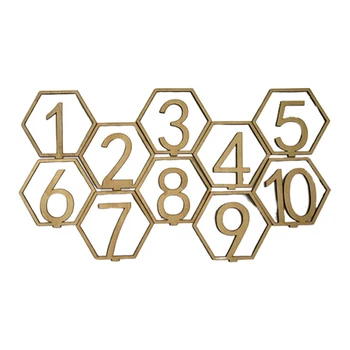 

10pcs Wood Signs 1-20 Numbers Wedding Hexagon Table Number Wooden Table Numbers Rustic Wedding Engagement Seat Numbers Sign