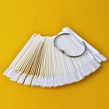 50pcs Nail Polish UV Gel Color Palette Card Display Fan Shaped Natural False Nail Tip Sticks Colored Practice Training Pops Z3