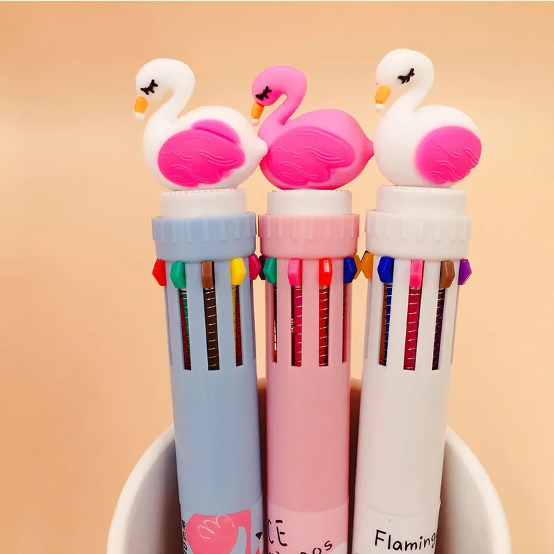 Kawaii многоцветный Фламинго ручки 3/10 цветов розовые шариковые ручка для девочек