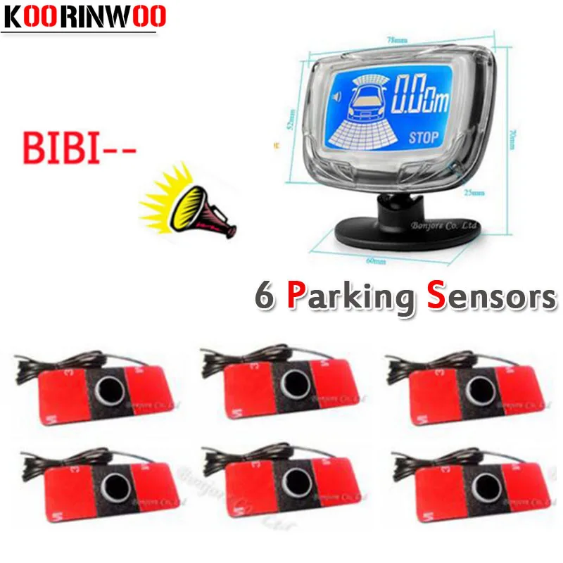 

KOORINWOO Auto Lcd Monitor 16.5mm Car Parking Sensor 6 Radars Auto detector Front Rear Parktronic Monitor Jalousie blind System