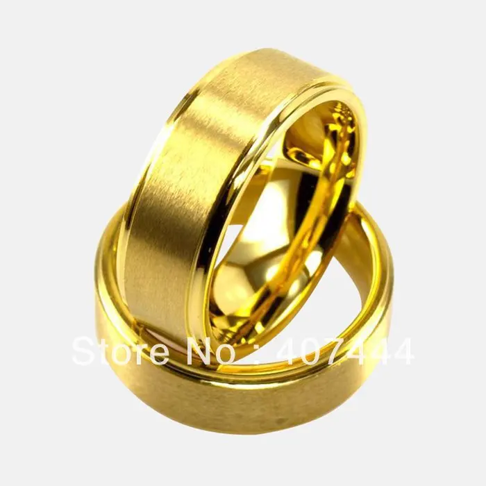 

Free Shipping Cheap Price Jewelry USA Brazil Russia Hot Sales His/Her 8mm Golden Brushed Center Tungsten Ring Mens Wedding Band