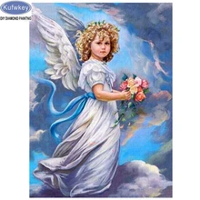 Kufwkey DIY фото на заказ Алмазная картина вышивка крестиком ангелы 5D полная мозаика Алмазная вышивка рукоделие для украшения дома
