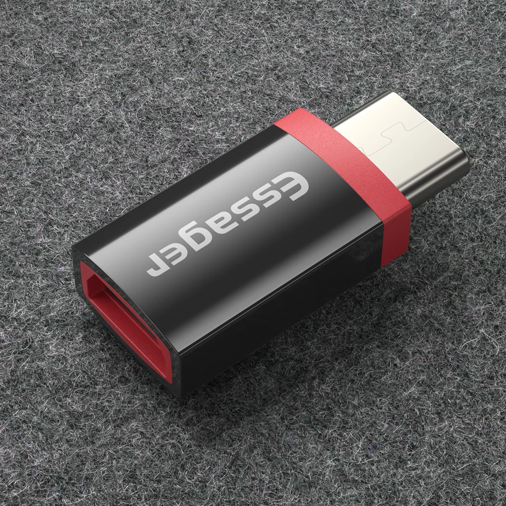 Адаптер Essager Micro USB-type C OTG кабель для Xiaomi K20 Pro Oneplus 7 Pro huawei OTG type-C адаптер Microusb USBC разъем - Цвет: Черный