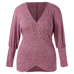 Плюс Размеры с пышными рукавами свитер с вырезом Для женщин зимний свитер трикотажный пуловер более Размеры d свитер Зимняя одежда