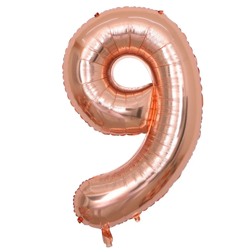 Розовые золотые воздушные шары с цифрами на день рождения, 18, 20, 21, 30, 40, 50, воздушные шары на день рождения, украшения для вечеринки, принт с цифрами, globos - Цвет: 1 pcs  9